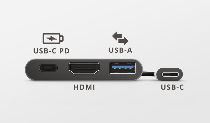 PAUTA, S.L.  ADAPTADOR TRUST DALYX 3 EN 1 MULTIPUERTO USB-C / USB-A USB-C  HDMI 2.0 COLOR ALUMINIO