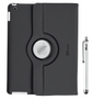 Rotating Cover for iPad with stylus pen - black-Front