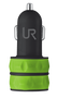 10W Car Charger with 2 USB ports - lime green-Top