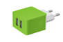 5W Wall Charger with 2 USB ports - lime green-Visual