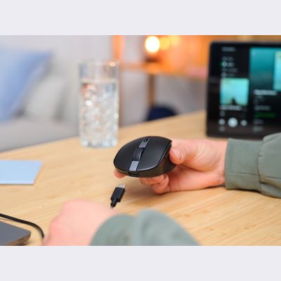 Ozaa Compact Multi-Device Wireless Mouse - Black