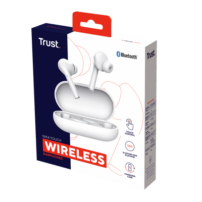 Nika Touch Bluetooth Wireless Earphones - white
