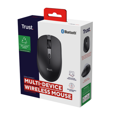 Ozaa Compact Multi-Device Wireless Mouse - Black