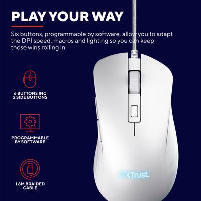 GXT924W Ybar+ High Performance Gaming Mouse - white