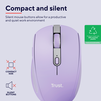 Ozaa Compact Multi-Device Wireless Mouse - Purple