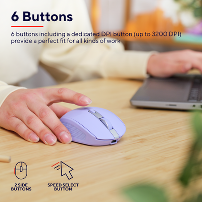 Ozaa Compact Multi-Device Wireless Mouse - Purple