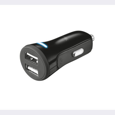 20W Fast Car Charger with 2 USB ports - black
