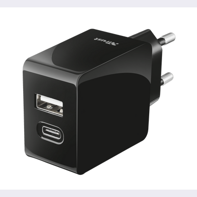 Fast Dual USB-C & USB Wall Charger for phones & tablets