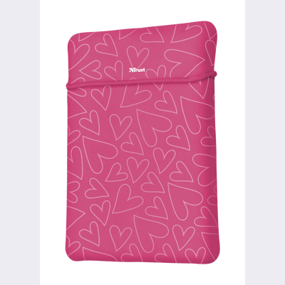 Yvo Reversible Sleeve for 15.6" Laptops with wireless mouse - pink hearts